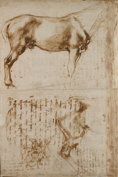 Studier av en hest og en rytter som angriper fotsoldater, tidlig på 1500-tallet av Michelangelo Buonarroti