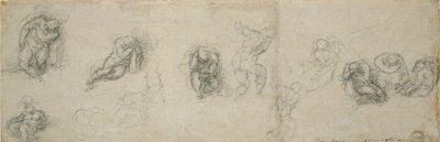 Studier av en sovende apostel og andre figurer, 1500-tallet av Michelangelo Buonarroti