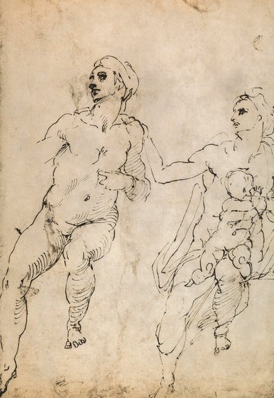 Studie av noen nakenfigurer; tegning av Michelangelo. Louvre, Paris av Michelangelo Buonarroti