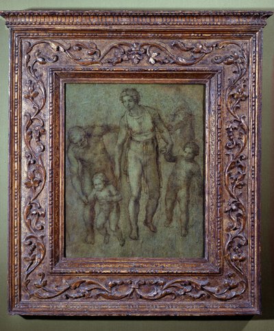 Den hellige familie med døperen Johannes, c1540 av Michelangelo Buonarroti