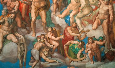 The Last Judgment Fresco av det sixtinske kapell i Vatikanet, 1536-1541. av Michelangelo Buonarroti