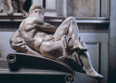 Graven til Giuliano de Medici, detalj av dagen, 1520-33 marmor av Michelangelo Buonarroti