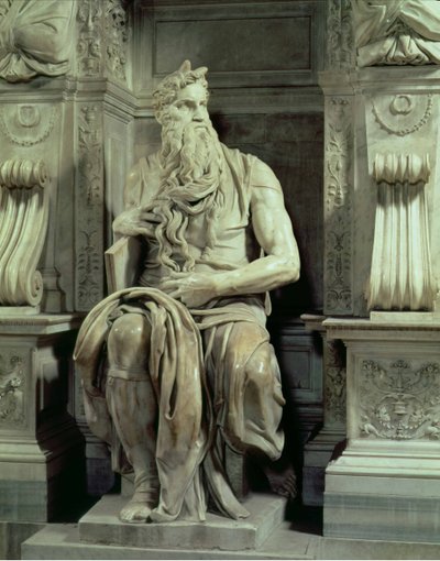 Graven til pave Julius II 1453-1513 detalj av Moses, 1513-16 marmor av Michelangelo Buonarroti