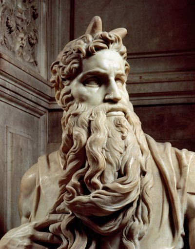Graven til pave Julius II 1453-1513 detalj av hodet til Moses, 1513-16 marmor av Michelangelo Buonarroti