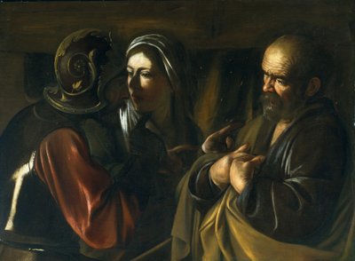Fornektelse av St Peter, 1610 av Michelangelo Merisi Caravaggio