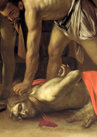 The Decapitation of St. John the Baptist, 1608 olje på lerret detalj av 127654 av Michelangelo Merisi Caravaggio