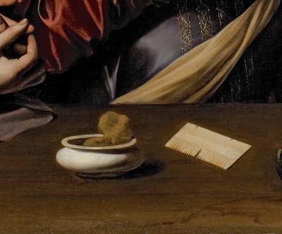 Detalj av The Conversion of the Magdalene, ca. 1598 (olje og tempera på lerret) av Michelangelo Merisi da Caravaggio