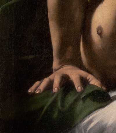 Detalj av generalens hånd fra Judith og Holofernes, 1599 av Michelangelo Merisi da Caravaggio