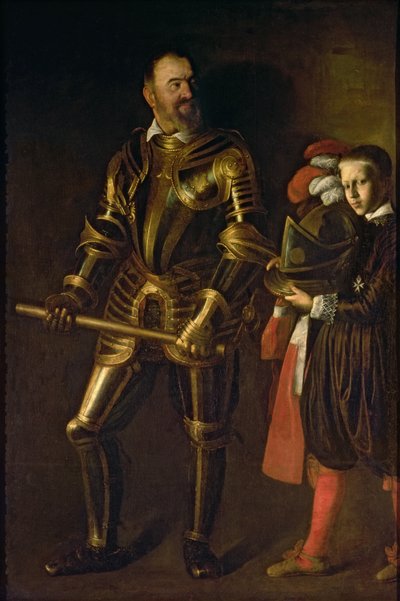 Portrett av Alof de Wignacourt, stormester av Maltas orden fra 1601-22 (1547-1622), med hans side, ca. 1608 (olje på lerret) av Michelangelo Merisi da Caravaggio