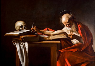 Saint Girolamo 1605 - 1606, Olje på lerret. av Michelangelo Merisi da Caravaggio