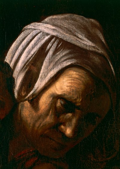 Salome mottar hodet til døperen Johannes, detalj 1607-10 (olje og tempera på lerret) av Michelangelo Merisi da Caravaggio
