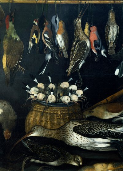Stilleben med fugler, av Master of the Hartford Still-life (olje på lerret) (detalj av 624934) av Michelangelo Merisi da Caravaggio