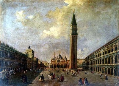 Markusplassen med Campanile (olje) av Michele (attr. to) Marieschi