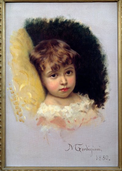 Barneportrettmaleri av Michel Gordigiani (1830-1909) 1880 Firenze, Museum of Modern Art av Michele Giordigiani