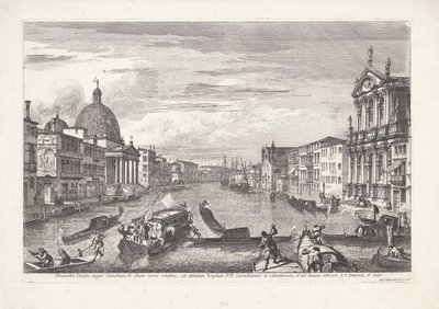 Venezias Canal Grande Prospekt for Grand Canal of Coenobium D: viser klare linjer (...) (tittel på objekt) Gezichten op Venetië (serietittel) Storslått og utvalgt utsikt over byen Venezia (serietittel) av Michele Marieschi