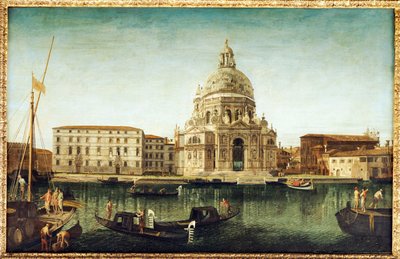 Santa Maria della Salute, Venezia, med gondoler på Canal Grande av Michele Marieschi