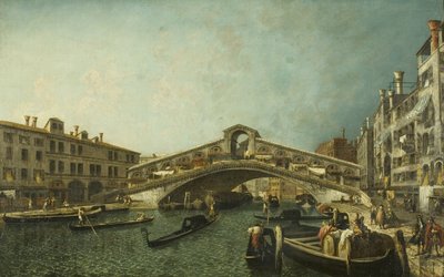 Rialtobroen, Venezia, ca. 1740 (olje på lerret) av Michele Marieschi