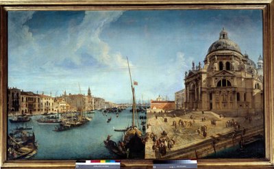 Utsikt over inngangen til Canal Grande og Salutekirken i Venezia Maleri av Michele Marieschi (1710-1741) Søn fra 1700-tallet. 1,25x2,13 m av Michele Marieschi