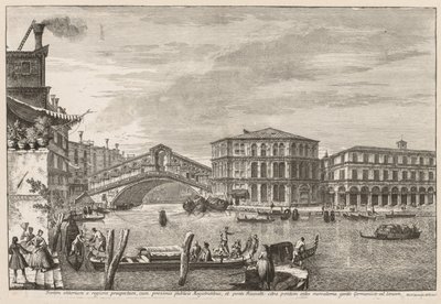 Utsikt over Venezia: Rialto-broen og markedet av Michele Marieschi