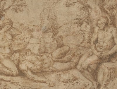 Adam og Eva sørger over Abels død, ca. 1576. av Michiel Coxie