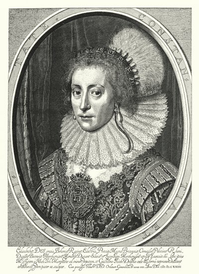 Elizabeth Stuart, dronning av Böhmen (gravering) av Michiel Jansz. van (after) Miereveld