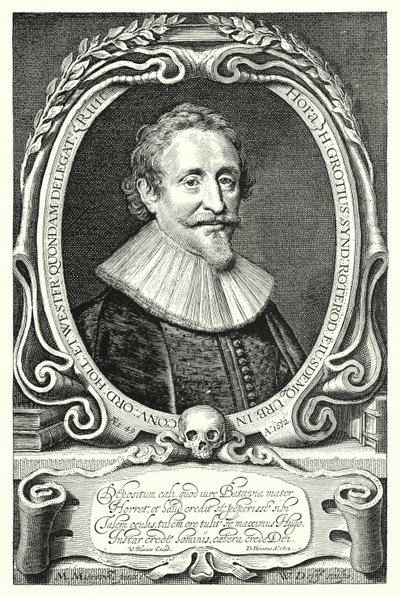 Hugo Grotius, nederlandsk jurist, teolog; filosof og forfatter (gravering) av Michiel Jansz. van (after) Miereveld