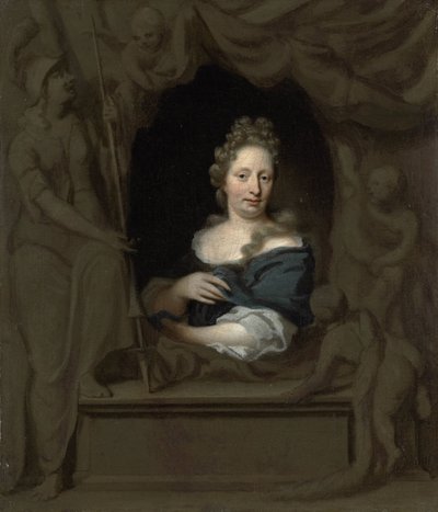Portrett av Eva Visscher, kone til Michiel van Musscher av Michiel van Musscher