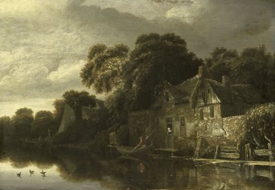 Gammel hytte på vannet av Michiel van Vries