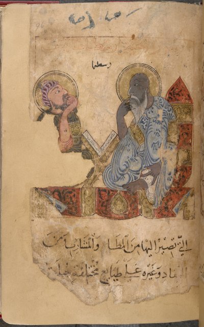 Vismannen Aristoteles og en elev. av Middle Eastern School