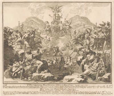 Seconda Macchina for Chinea av 1738: The Triumph of Bacchus and Ceres av Miguel de Sorellò, after Carl Marcus Tuscher