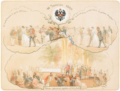 En ball i den heraldiske salen i vinterpalasset, 1889 av Mihaly von Zichy