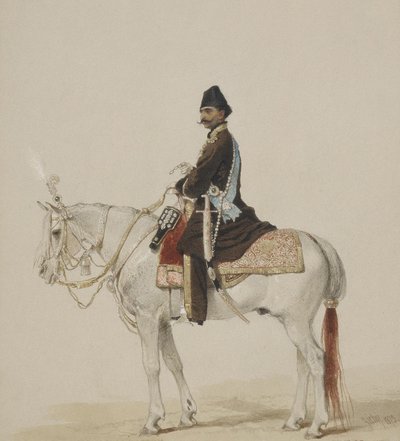 Ridesportrett av Naser al-Din Shah Qajar 1831-1896, 1873 av Mihaly von Zichy