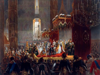 Hyllest fra den keiserlige familien til tsar Alexander II, Moskva, 1856. av Mihaly von Zichy