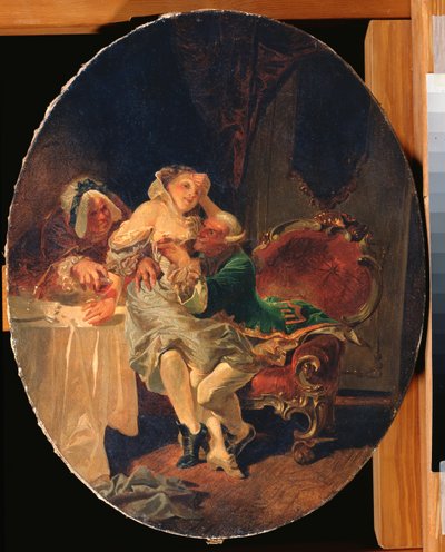 Le seducteur (The Seducer) - Peinture de Mihaly Zichy (1827-1906), huile sur toile   1323411   no       norwegian Successfully Translated  Original: Fontein in de tuinen van de Villa Aldobrandini te Frascati Fontana e prospetto sopra il viale de cipressi ( av Mihaly von Zichy