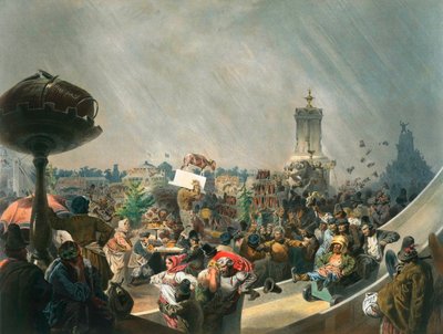 Offentlige festligheter etter kroningen av tsar Alexander II, Khodynka-feltet, Moskva, 1856. av Mihaly von Zichy