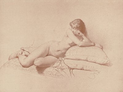 Studie av en liggende naken kvinne, 1885 av Mihaly von Zichy