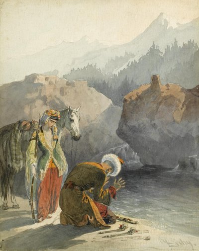 Bønnen fra Series Scènes du Caucase av Mihaly von Zichy