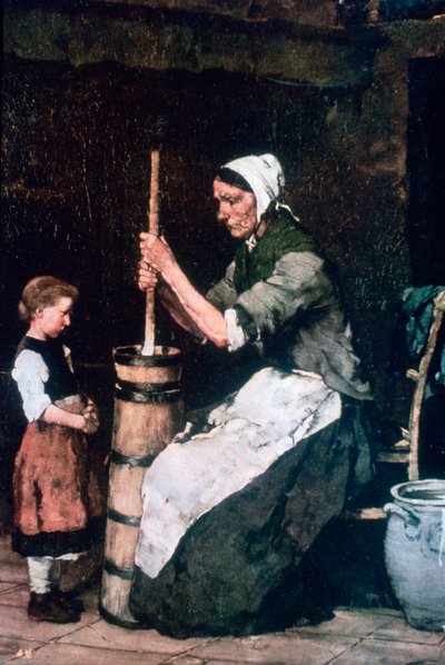 Kvinne ved Churn, c1864-1900 av Mihály Munkácsy