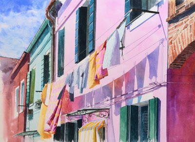 Burano (akvarell på papir) av Mike Briscoe