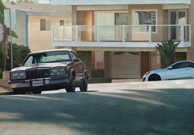 California Suburb Sen ettermiddag, 2017 (olje på lin) av Mike Briscoe