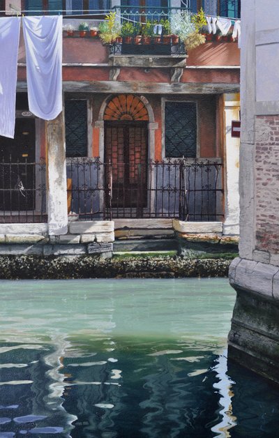 Tidlig morgen i Venezia, 2019 (olje på panel) av Mike Briscoe