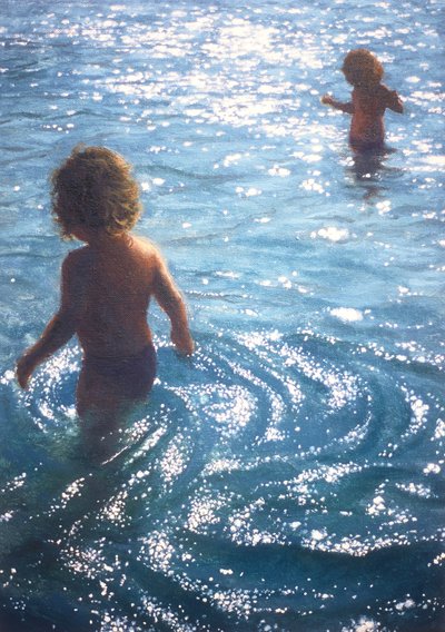 Tvillinger i utendørsbassenget av Mike Briscoe