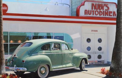 Diner på vestkysten (olje på panel) av Mike Briscoe