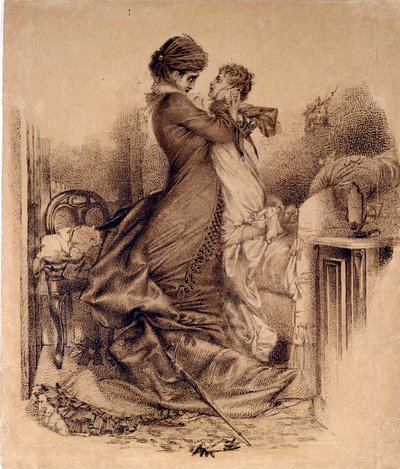 Anna Karenina avec son fils - Illustrasjon til romanen "Anna Karenina"" av Leon Tolstoy av Mikhail Aleksandrovich Vrubel