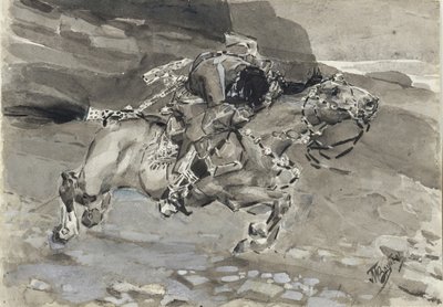 Rytter. Illustrasjon til diktet Demonen av Mikhail Lermontov, 1890-1891 av Mikhail Aleksandrovich Vrubel