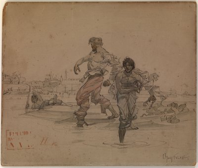 Illustrasjon til diktet The Robber Brothers av Alexander Pushkin, 1881 av Mikhail Aleksandrovich Vrubel