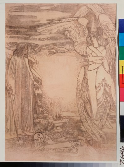 Illustrasjon pour le poeme Prophete de Alexandre Pouchkine (1799-1837) (illustrasjon til diktet Prophet av A Pushkin) - Tegning av Mikhail Alexandrovich Vrubel (Vrubel) (1856-1910), sangvinsk på papir av Mikhail Aleksandrovich Vrubel