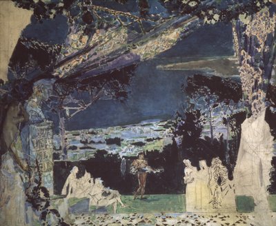 Italia. Natt i Napoli. Gardindesign for den private russiske operaen, 1891 av Mikhail Aleksandrovich Vrubel