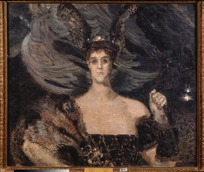 Valkyrien, portrett av kunstneren og skytshelgen grevinne Maria Tenisheva (Valkyrien, portrett av kunstneren og skytsgrevinne Maria Tenisheva) - Maleri av Mikhail Alexandrovich Vrubel (Vrubel) (1856-1910), olje på tøy av Mikhail Aleksandrovich Vrubel