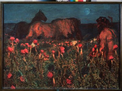 Night is Coming - Maleri av Mikhail Alexandrovich Vrubel (Vrubel) (1856-1910), olje på lerret av Mikhail Aleksandrovich Vrubel